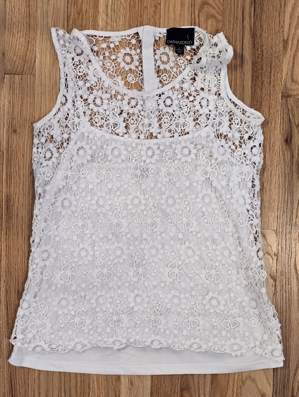 Cynthia Rowley White Crochet Lace Tank Top
